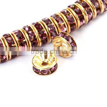 Gold Plated Light Amethyst Color #212 Rhinestone Jewelry Rondelle Spacer Beads Variation Color and Size 4mm/6mm/8mm/10mm