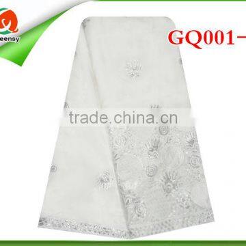 GQ001-1 2015 Unique Design White Indian George Fabric Africon Dress Fabric