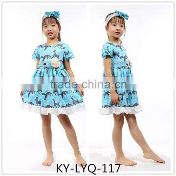 Wholesale 2016 summer baby girls cotton dress with animal pattern