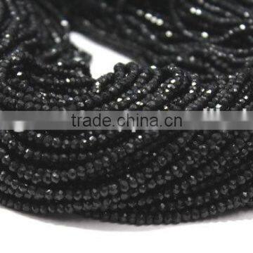 AAA BLACK SPINEL FACETED RONDELLE BEADS 3MM-4MM, BLACK SPINEL