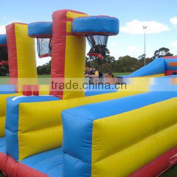 Commercial Three Lane Inflatable Bungee Run With Cord n Inflatable Basketball Hoops for Sale photo-3