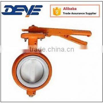 Round Body Teflon Coated Disc and Seat Short Type Butterfly Valve Soft Seat