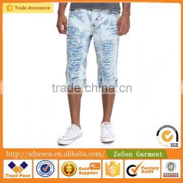 Slim Apparel Garment For Men China Wholesale Heavy Destructed Rip Tear Denim Shorts