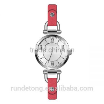 Slim genuine leather strap watch women