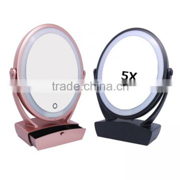 Table standing 5X magnifying vanity led light sensor mirror