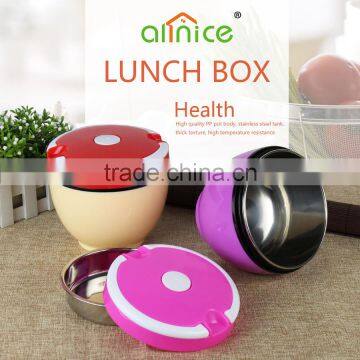 Allnice good quality round shape thermal stainless steel food carrier /portable mini bento box with inner tank for child