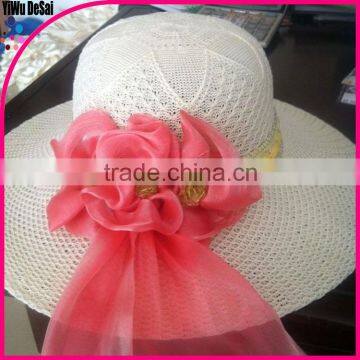 2015 fashion summer flower lady bowknot beach wholesale cheap chinese hat