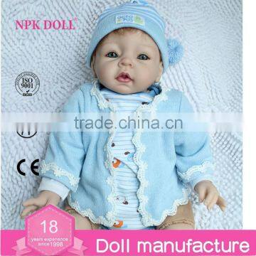 22inch Silicone Reborn Baby Doll Wholesale Fashion Doll Blue Handmade Doll Clothes Newborn Lifelike Doll photo-3