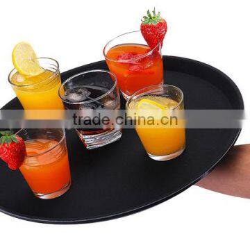 14 Inch Black Round Polypropylene Non Slip Plastic Tray photo-5