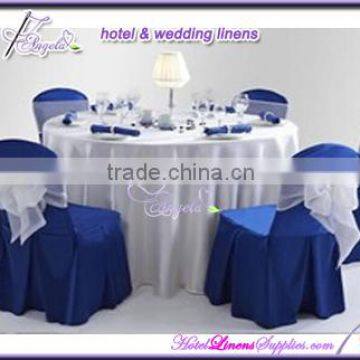 luxury royal blue chair cover with side pleats, luxury pleated chair covers for banquet chairs