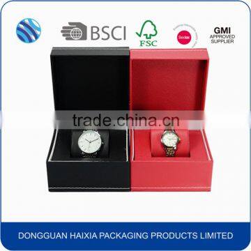 Custom logo printed single mens PU leather watch boxes