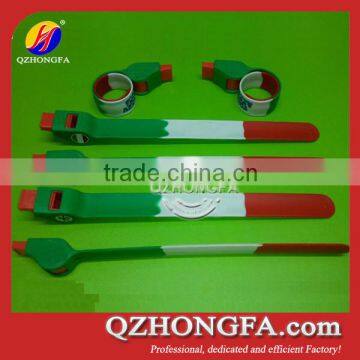 custom silicone slap wrist with whistle