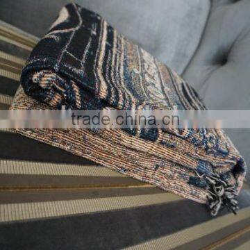 Woven Throw and Blanket, Jacquard Weaving, Yarn Dyed, Custom Design