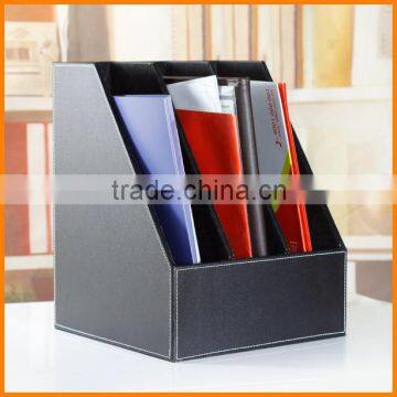 High-grade Leather Triple Desktop File Box File Frame Data File Storage Box Seat Business Office Supplies photo-3