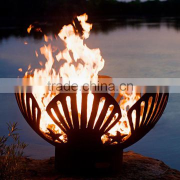 Customized Steel Firepit FP-005 Firepit Art Barefoot Beach Seashells And Starfish Fire Pit