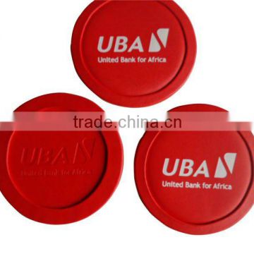 pu leather round silicone cup mat cup holder