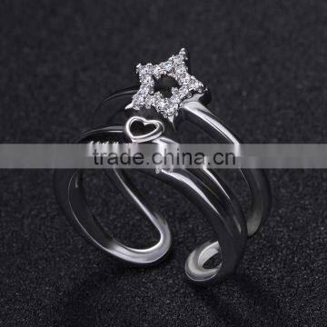 Synthetic Blue Gemstone Setting Open Ring New Design Ladies Finger Ring photo-4