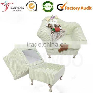 Elegant ladies woman girl fabric coetics makeup case sofa shape toiletry storage box