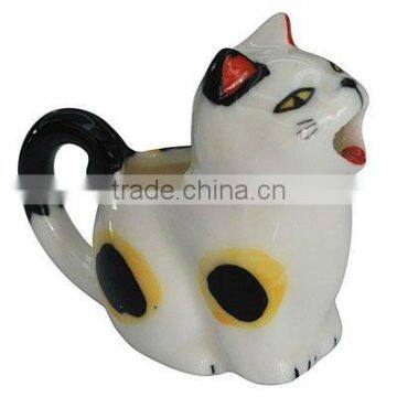 Handmade Porcelain Cat Decorations, White, about 45x50x24mm(HJEW-R120-1)