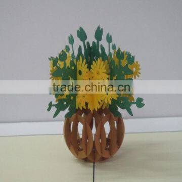 Daisy vase flower greeting pop up card