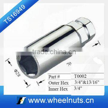 3/4" and 13/16" hex wheel socket adaptor