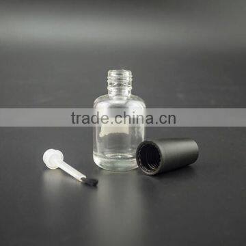 High quality clear empty glass 10ml nail polish bottle with cap and brush