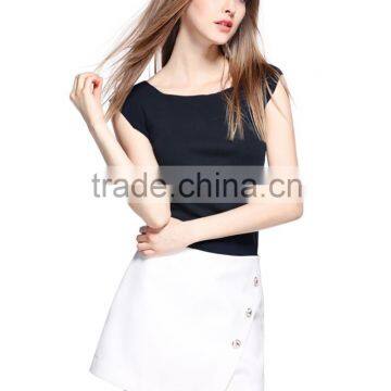 Fashion Korea Boat Neck Women Ladies Knitted Slim T Shirt Sleeveless Blouse Ladies Casual Tops Latest Design photo-6