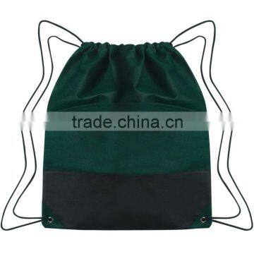 Non-Woven Two-Tone Drawstring Sports Pack-darkgreen