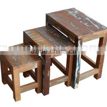 INDIAN FURNITURE RECYCLE WOOD SET OF STOOL