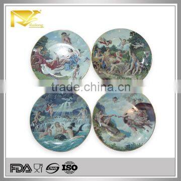 home decor 8 '' round christmas angel wall plates, bulk ceramic plates, christmas divided plates