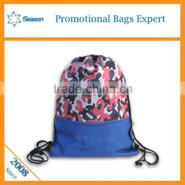 Wholesale promotional camo polyester drawstring bag