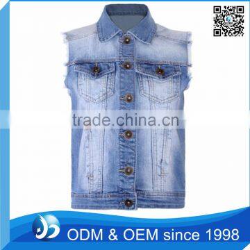 Custom Women Sleeveless Denim Jacket Model