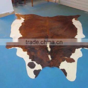 Patchwork cowhide carpet brown85% white15%