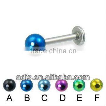 titanium body jewelry,anodized ball labret lip piercing