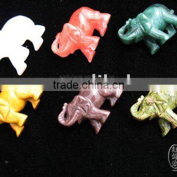 Jasper Gemstone Carved Elephant Carving Different Colors