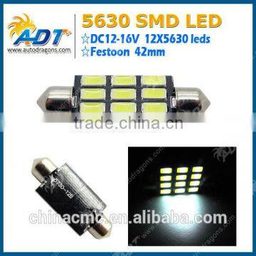 High Quality Festoon 42mm 1042 DC12-16V SMD 12pcs 5630 led bulb color light Auto Parts