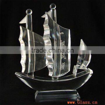 clear crystal sailing boat figurine