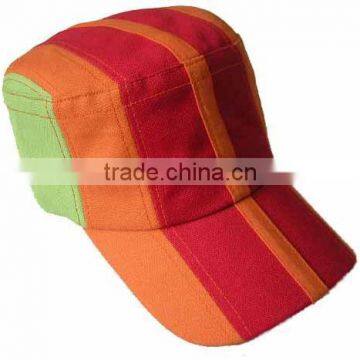 100% cotton colorful striped baseball cap