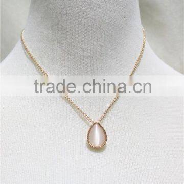 ROse Gold Necklace w/ White Cateye Necklace Simple Chain Gold Necklace2016 Fashion Style Wholesale
