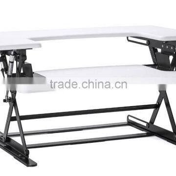 Preassembled Height Adjustable Desk Sit / Stand Elevating Desktop - White