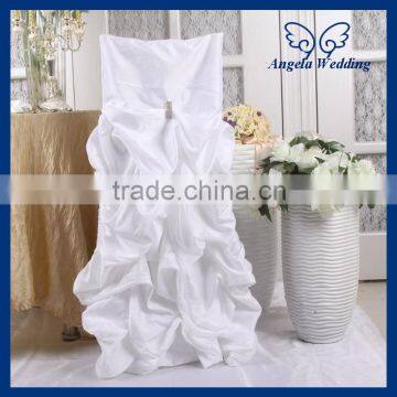 CH003G wholesale fancy 2015 cheap ruffled wedding gathered white chair cover