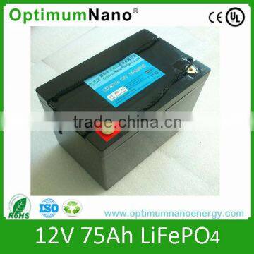 lithium battery 12v 75ah home solar energy solution