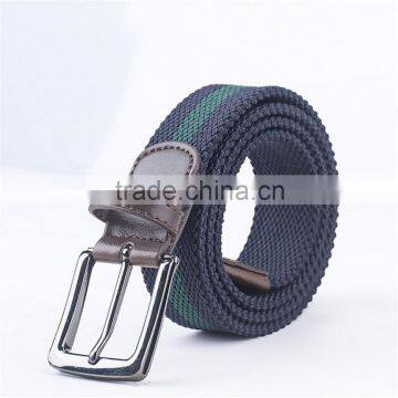 Custom Men Women Unisex Canvas Elastic Woven Leather Pin Buckle Belt Waistband