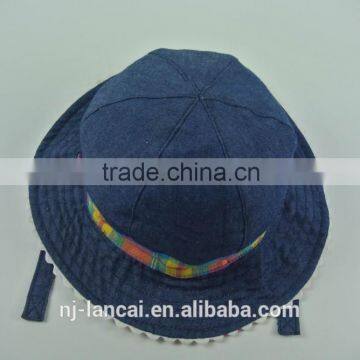 Baby Fancy 6 Panel Reversible Denim Check Bucket Hat