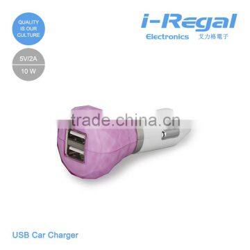 Professional Universal Plastic Colorful Micro Dual Usb Car Charger for Iphone6