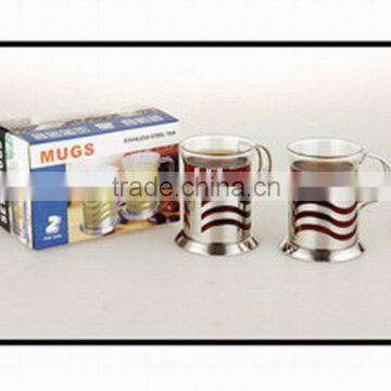 200ml stainless steel & glass coffee mug