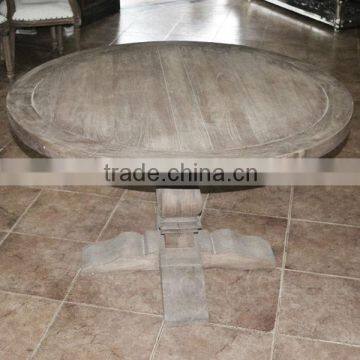 Antique French Country Distress Teak Round Dining Table