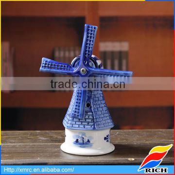 personalized delft blue and white porcelain delfware windmill model for sale