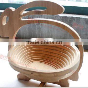 Handmade Fruit Basket Bowl Folding Bamboo Collapsing Bread Thai Bamboo Wood Handmade Decor Idea photo-5