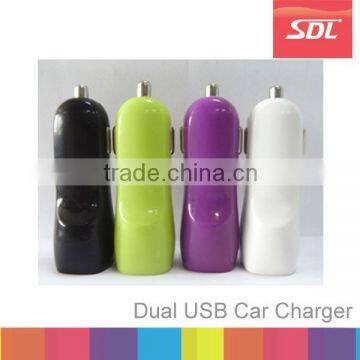 Factory 2 USB Car Duckbilled Car Charger, Mini Car Charger Power Adaptor for iPhone Samsung Battery HTC Adaptor